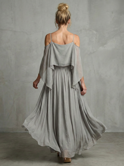 Women's Layered Top Two-Piece Set with Flow for Evening