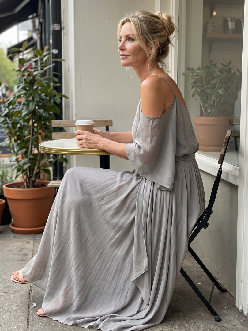 Women's Layered Top Two-Piece Set with Flow for Evening
