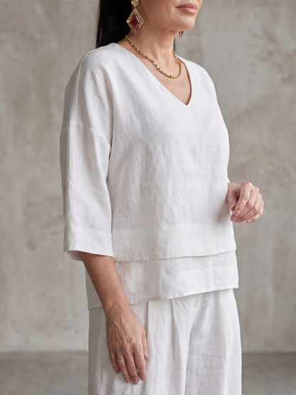 Women's Layered Top Wide Leg Set for Quiet Outings