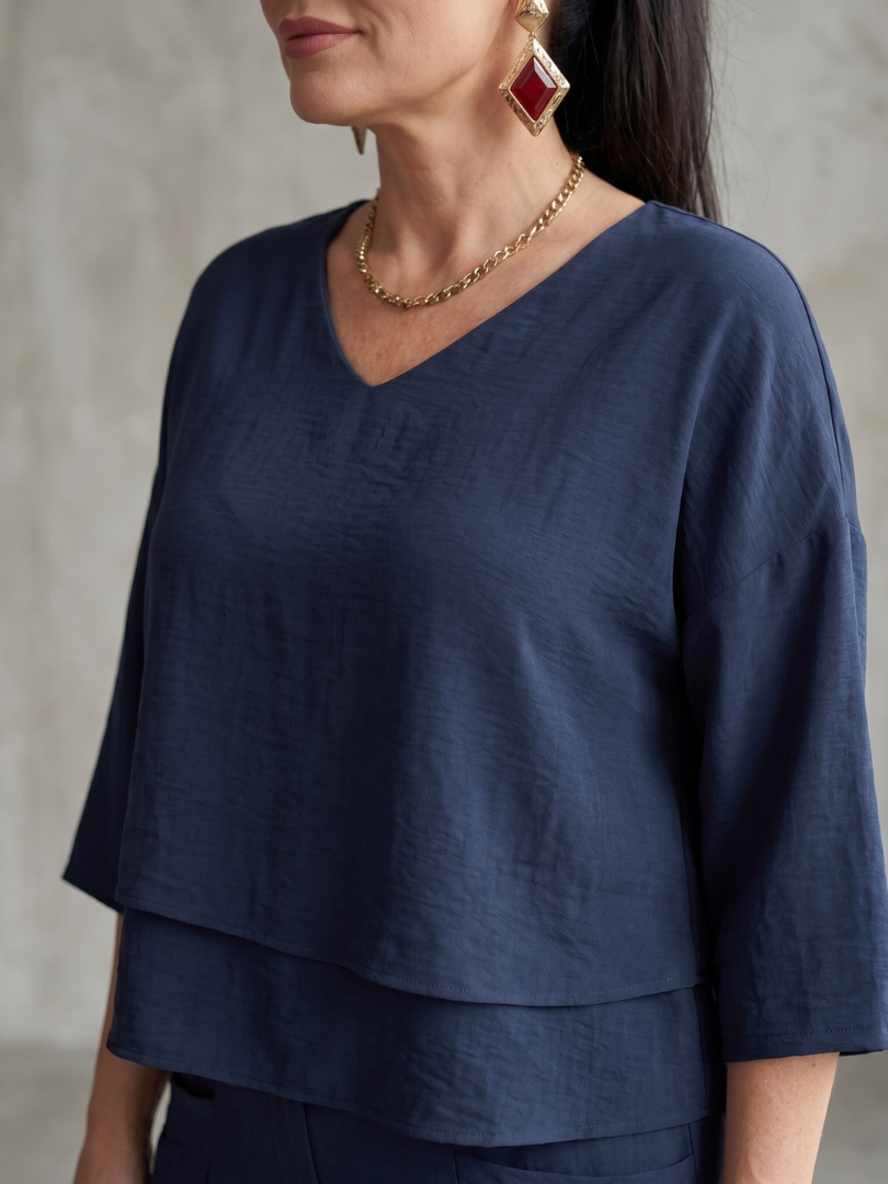 Women's Layered Top Wide Leg Set for Quiet Outings