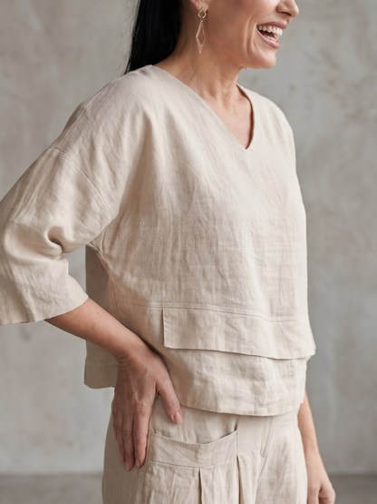Women's Layered Top Wide Leg Set for Quiet Outings