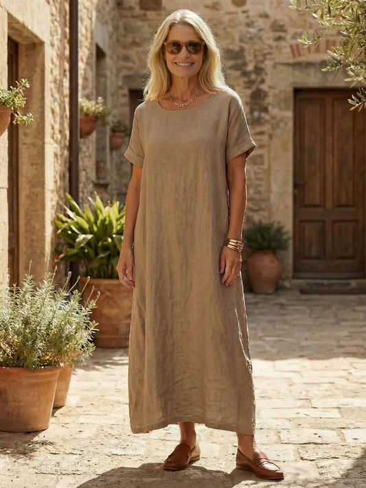 Women's Linen Midi Dress with Lightweight feel for Everyday
