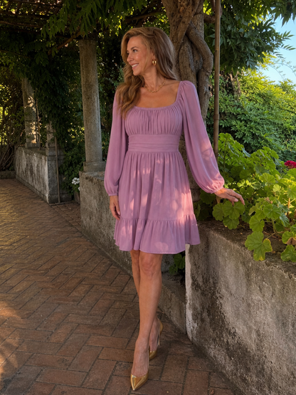 Women's Long Sleeve Dress with Square Neckline for Casual