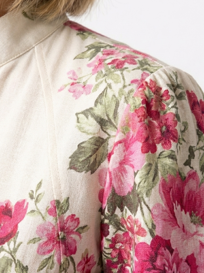 Women's Long Sleeve Floral Maxi Dress with Belted Waist for Daywear