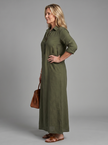 Women's Maxi Dress with Collared Neckline for Daywear