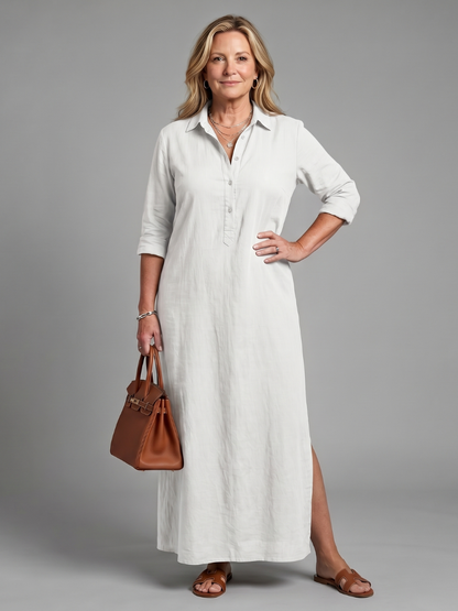 Women's Maxi Dress with Collared Neckline for Daywear