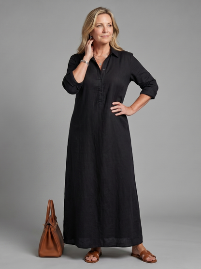 Women's Maxi Dress with Collared Neckline for Daywear