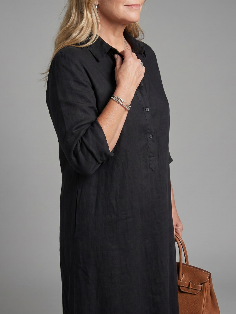Women's Maxi Dress with Collared Neckline for Daywear