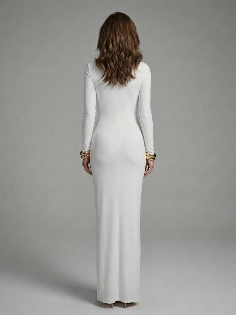 Women's Maxi Dress with Cutout High Neck for Evening