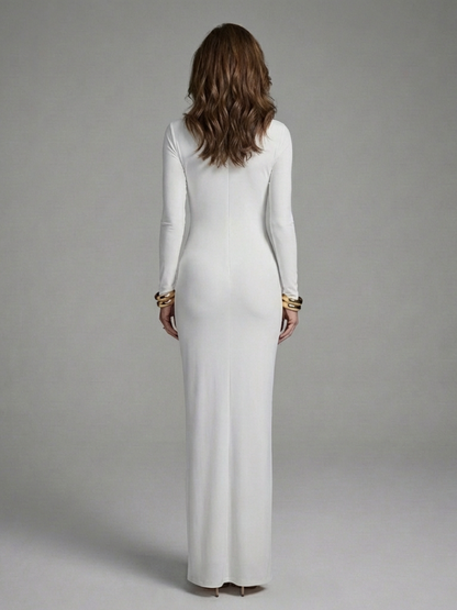 Women's Maxi Dress with Cutout High Neck for Evening