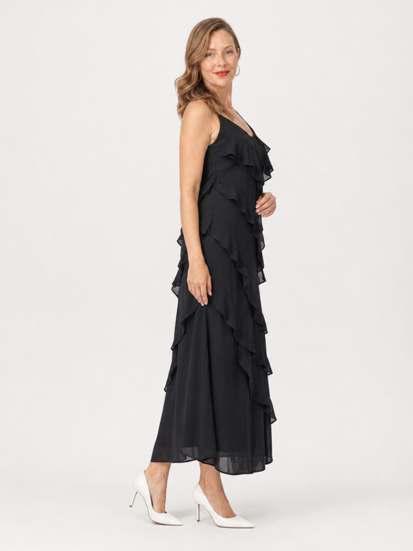 Women's Maxi Dress with Ruffle Detail for Formal Occasions
