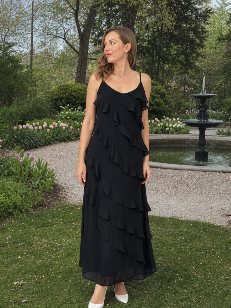Women's Maxi Dress with Ruffle Detail for Formal Occasions