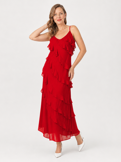 Women's Maxi Dress with Ruffle Detail for Formal Occasions