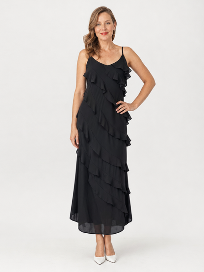Women's Maxi Dress with Ruffle Detail for Formal Occasions