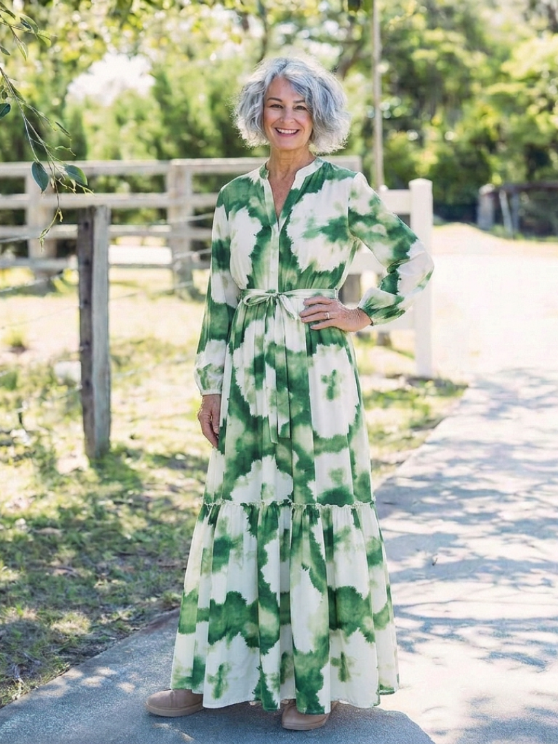 Women's Maxi Dress with Waist Tie for Everyday Wear