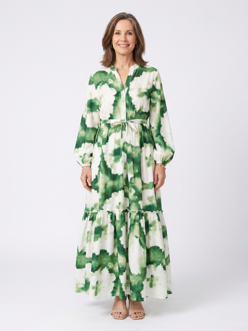Women's Maxi Dress with Waist Tie for Everyday Wear