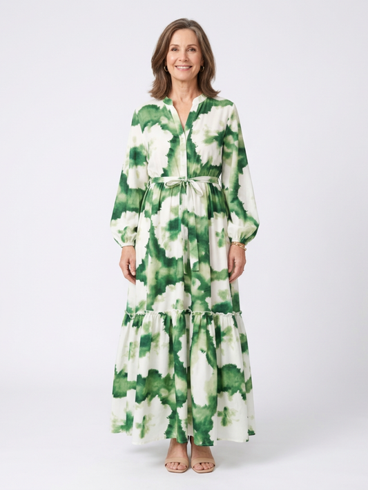 Women's Maxi Dress with Waist Tie for Everyday Wear