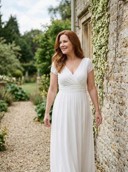 Women's Maxi Dress with Wrap Bodice for Formal Occasions