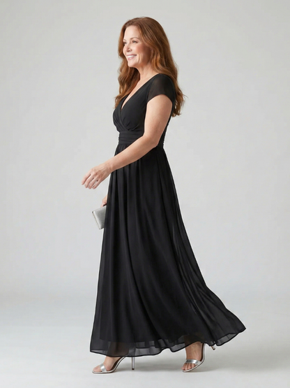 Women's Maxi Dress with Wrap Bodice for Formal Occasions