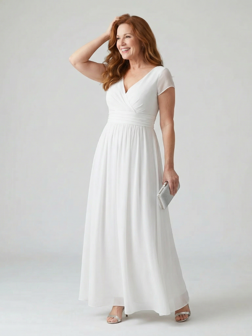 Women's Maxi Dress with Wrap Bodice for Formal Occasions