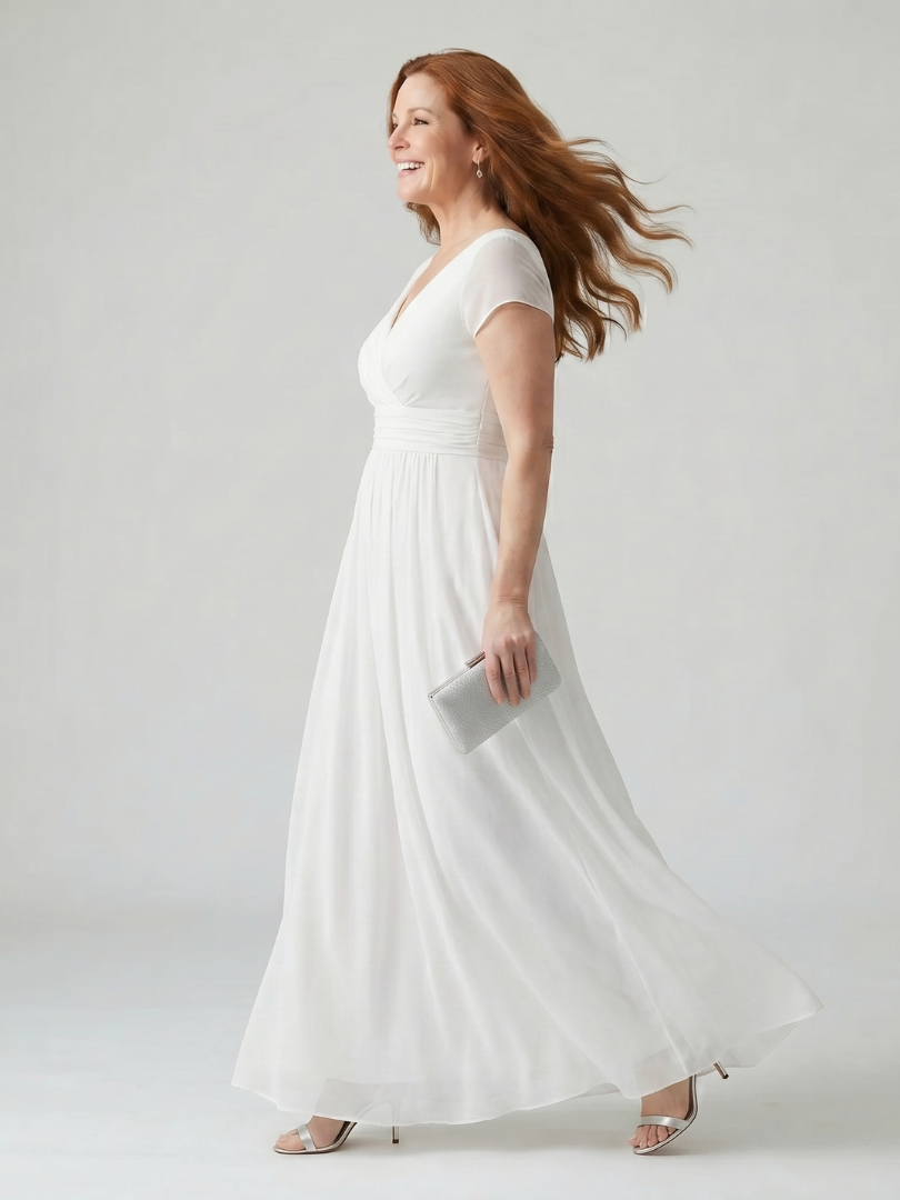 Women's Maxi Dress with Wrap Bodice for Formal Occasions