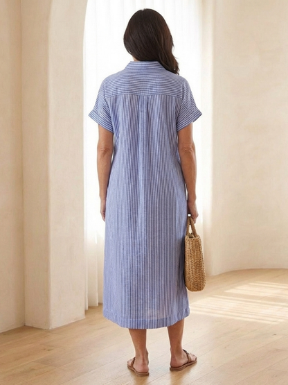 Women's Midi Dress with Button Front for Casual Days