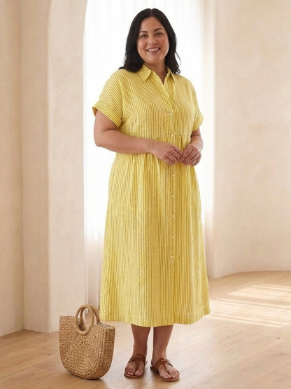 Women's Midi Dress with Button Front for Casual Days