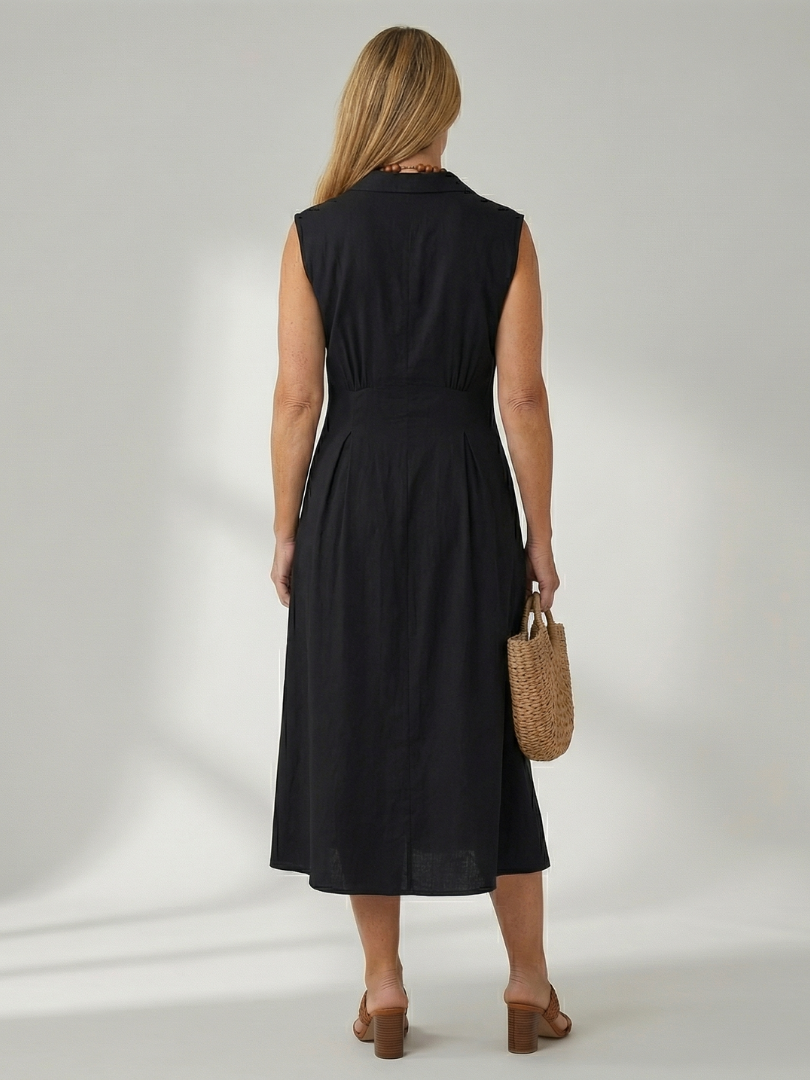 Women's Midi Dress with Button Front for Everyday Wear