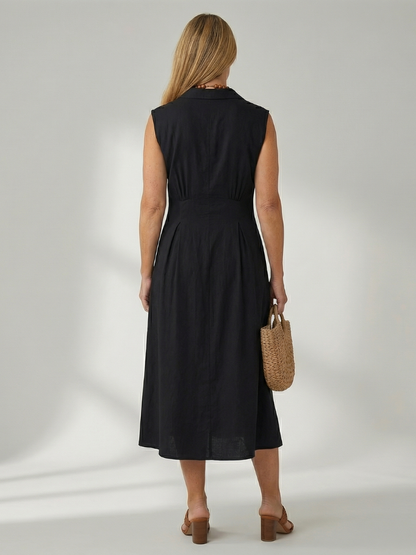 Women's Midi Dress with Button Front for Everyday Wear
