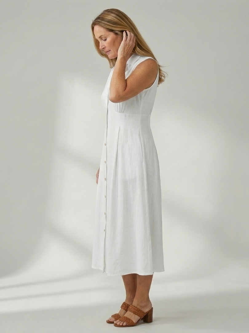 Women's Midi Dress with Button Front for Everyday Wear