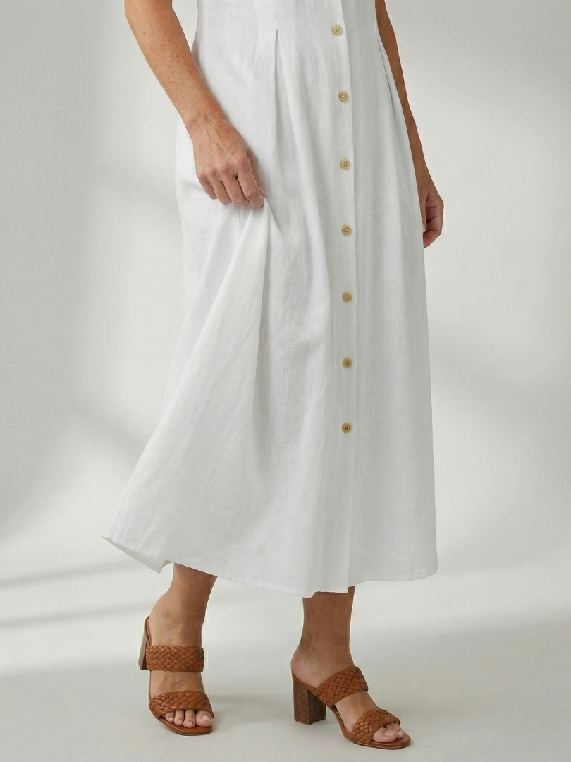 Women's Midi Dress with Button Front for Everyday Wear