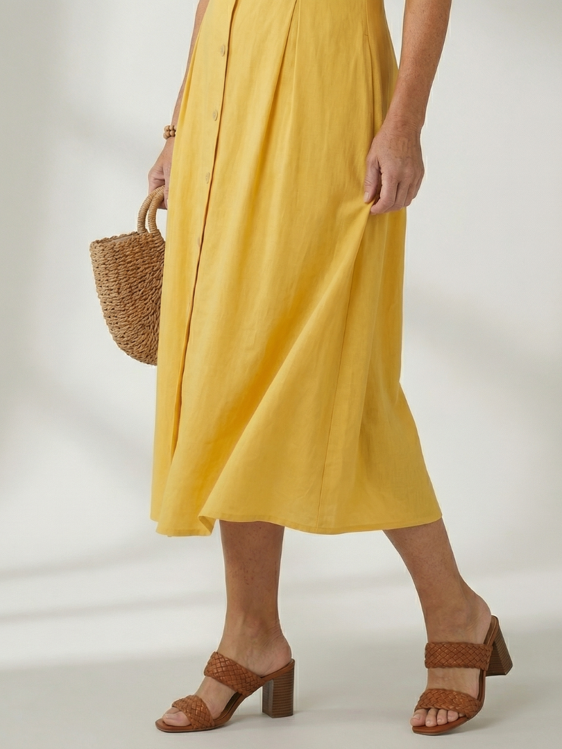 Women's Midi Dress with Button Front for Everyday Wear