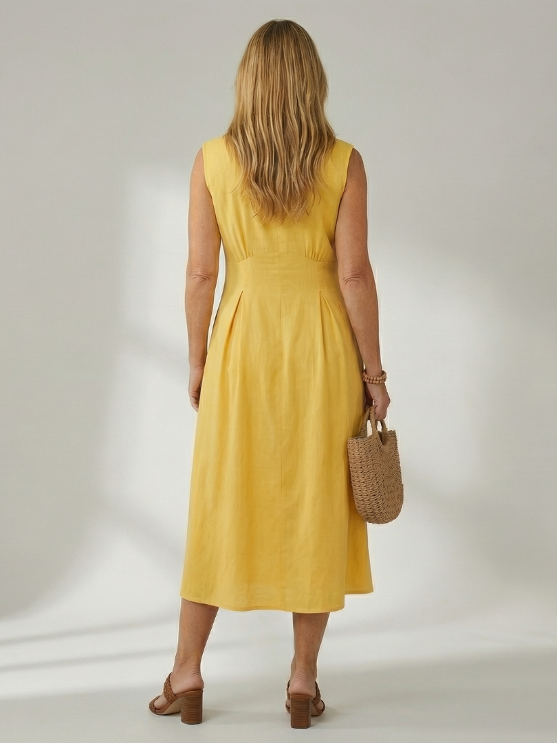 Women's Midi Dress with Button Front for Everyday Wear