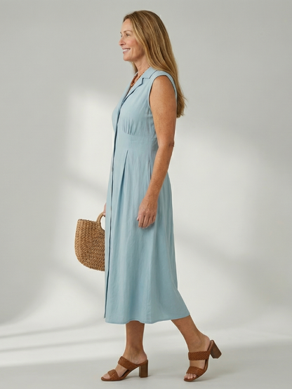Women's Midi Dress with Button Front for Everyday Wear