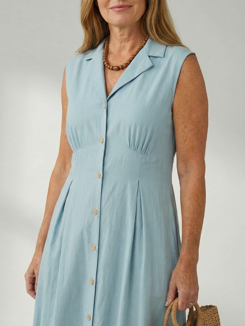 Women's Midi Dress with Button Front for Everyday Wear