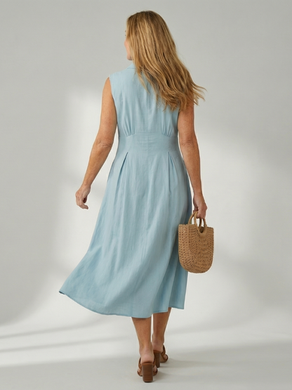 Women's Midi Dress with Button Front for Everyday Wear