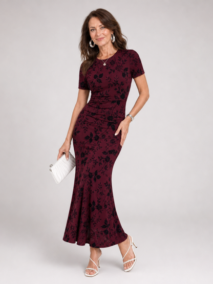 Women's Midi Dress with Floral Print for Everyday Wear
