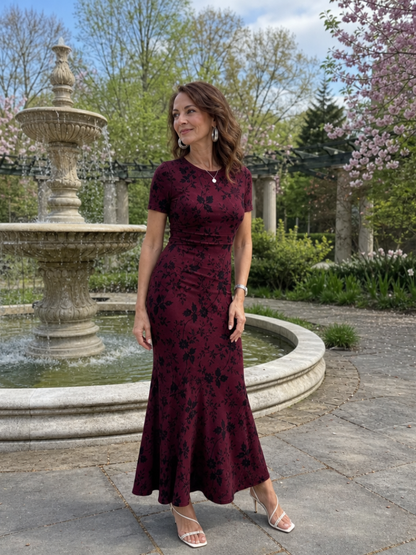 Women's Midi Dress with Floral Print for Everyday Wear