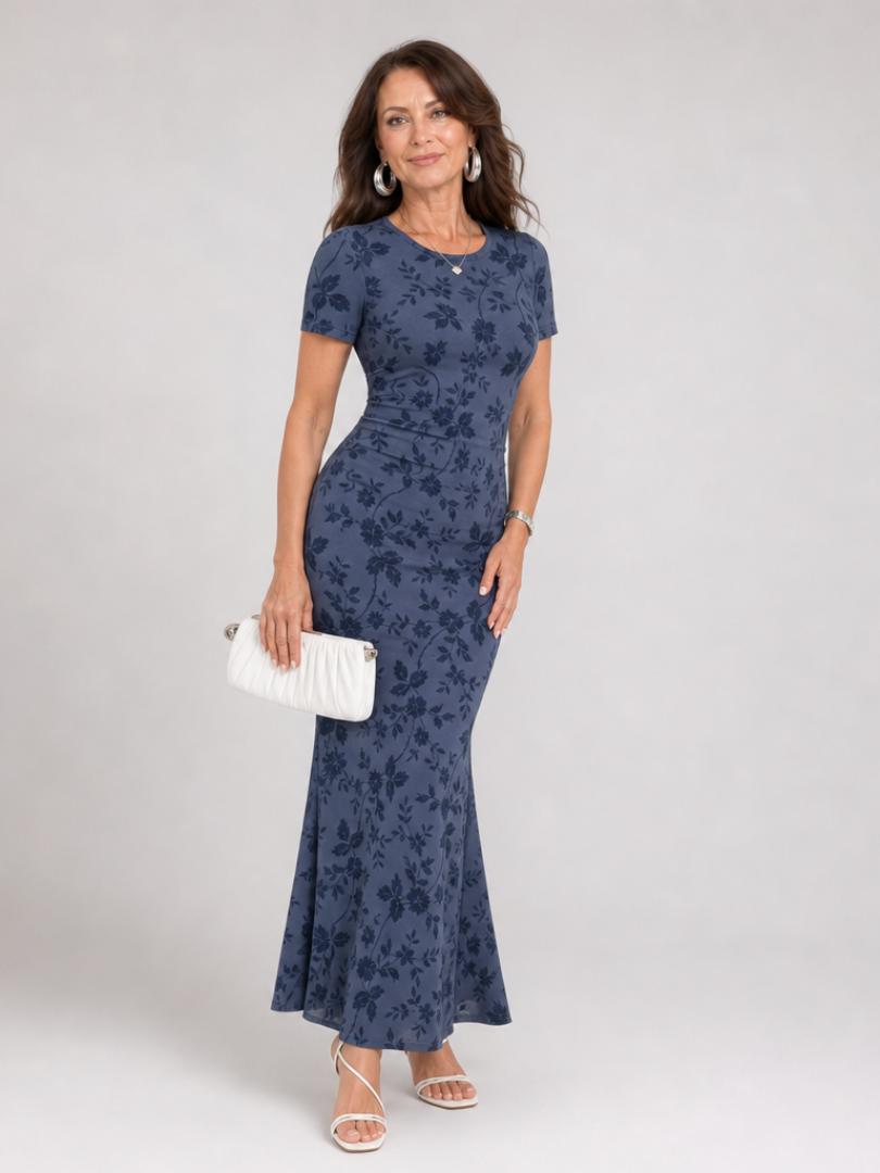 Women's Midi Dress with Floral Print for Everyday Wear