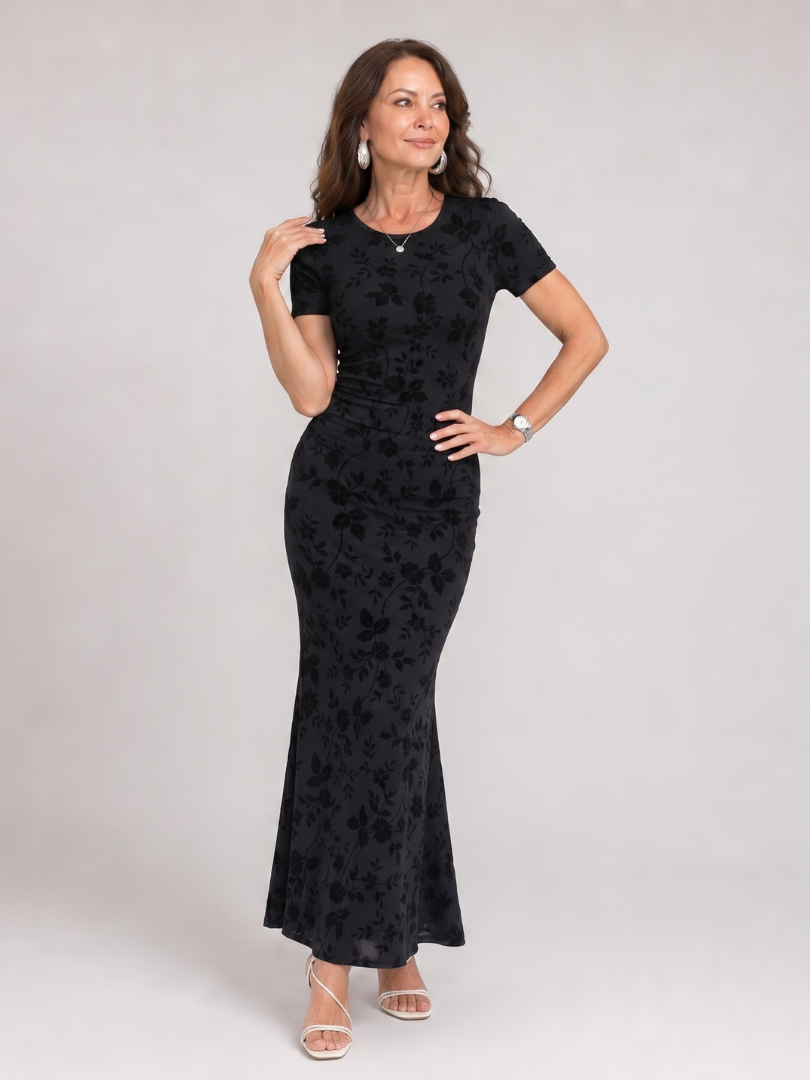 Women's Midi Dress with Floral Print for Everyday Wear