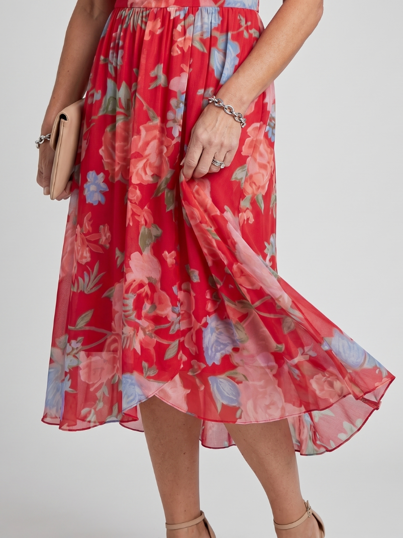 Women's Midi Dress with Flutter Sleeves for Warm Days