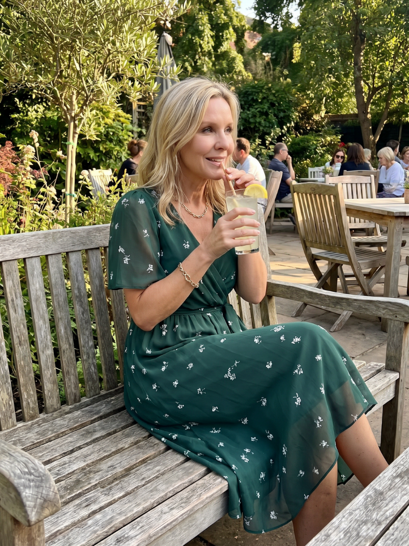 Women's Midi Dress with Flutter Sleeves for Warm Days