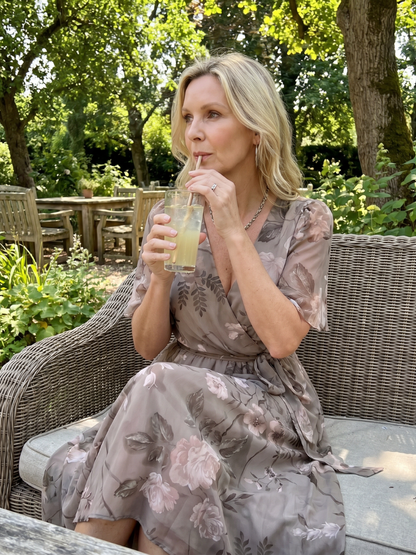 Women's Midi Dress with Flutter Sleeves for Warm Days