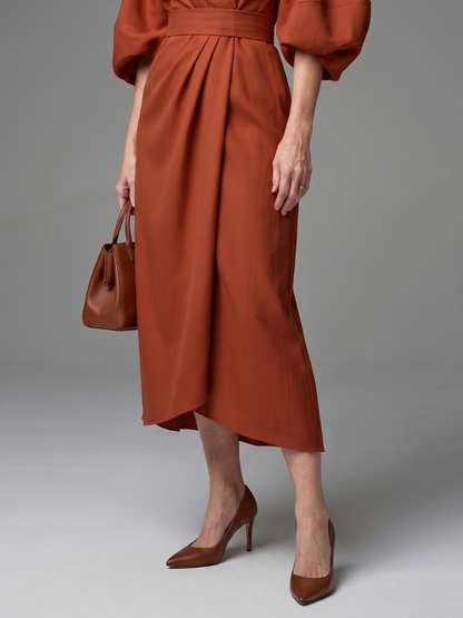 Women's Midi Dress with Sculpted Waist Panel for Daytime