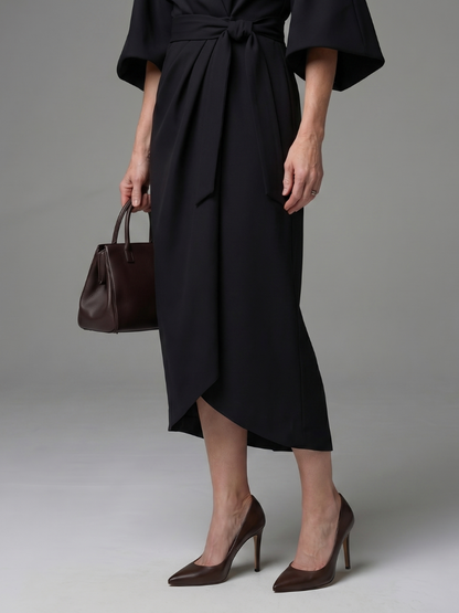 Women's Midi Dress with Sculpted Waist Panel for Daytime