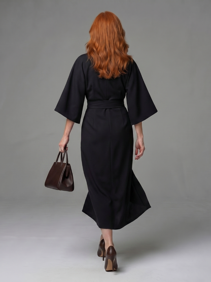 Women's Midi Dress with Sculpted Waist Panel for Daytime