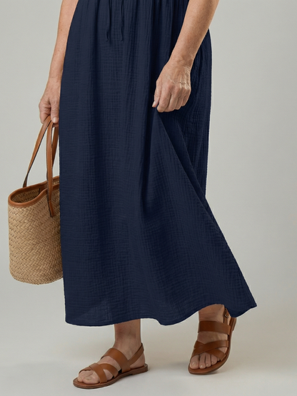Women's Midi Dress with Tie Front Neckline for Everyday