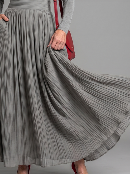 Women's Midi Dress with Turtleneck and Defined Waist