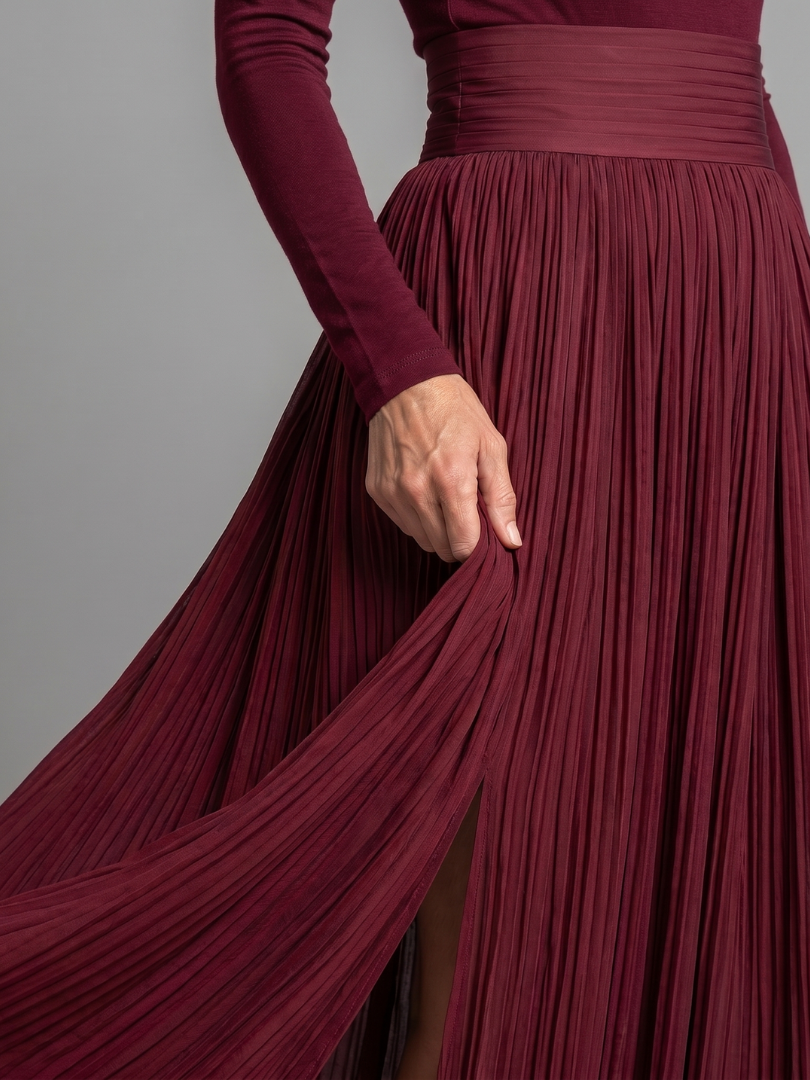Women's Midi Dress with Turtleneck and Defined Waist