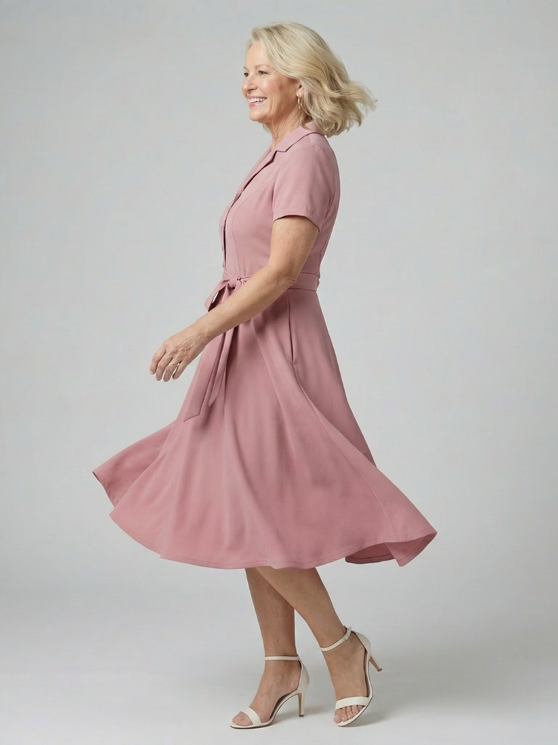 Women's Midi Dress with Wrap Bodice for Everyday Wear